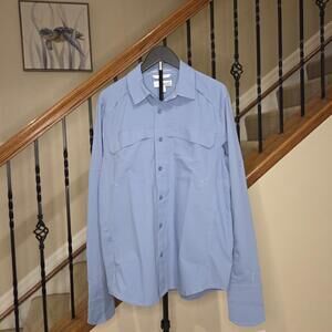 Coolibar Men’s UPF 50+ Sun Shirt Long Sleeve Vented Fishing Hiking Light Blue M